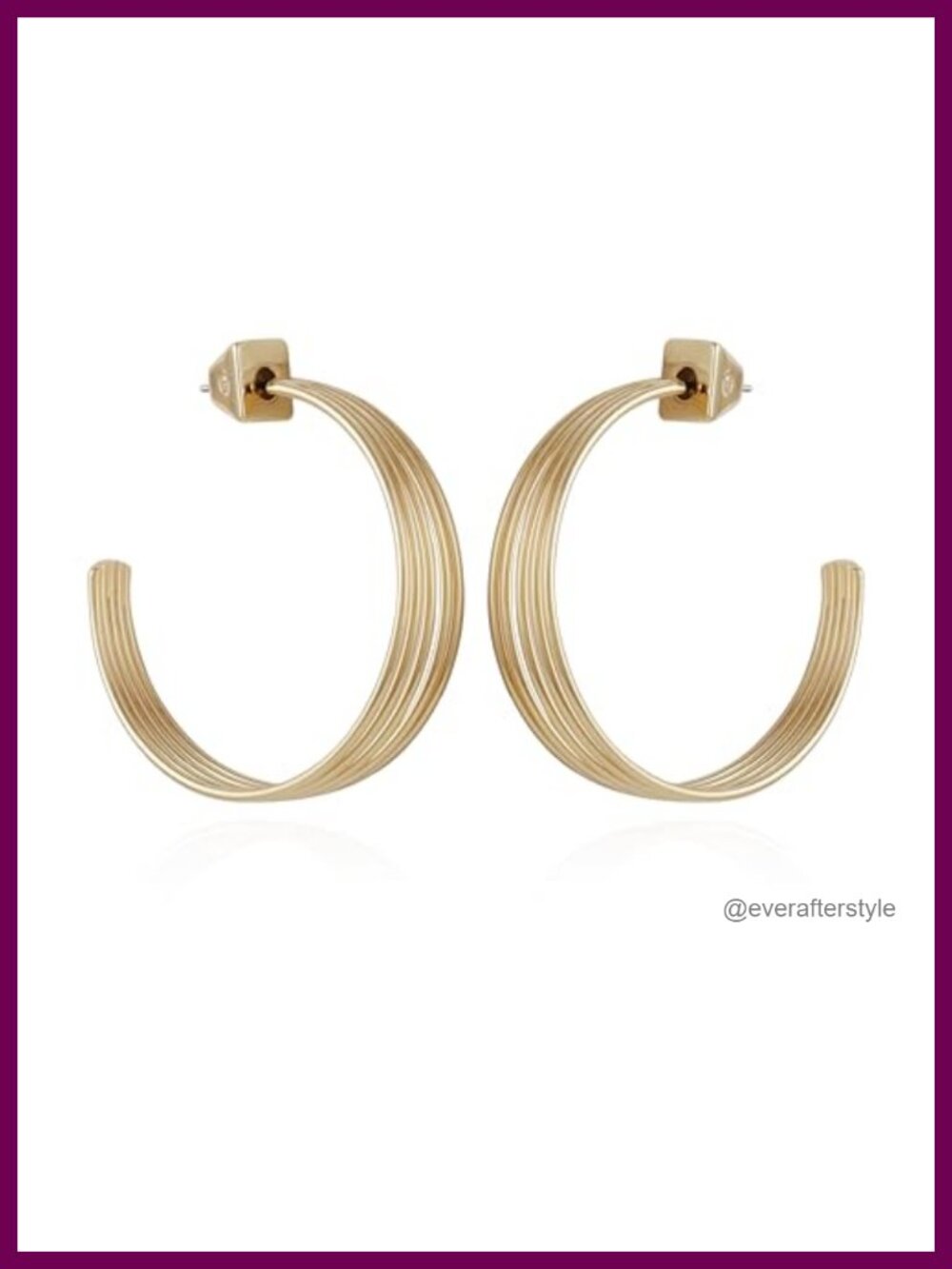 Stacked Open C Hoop Earrings Goldtone Post Closure